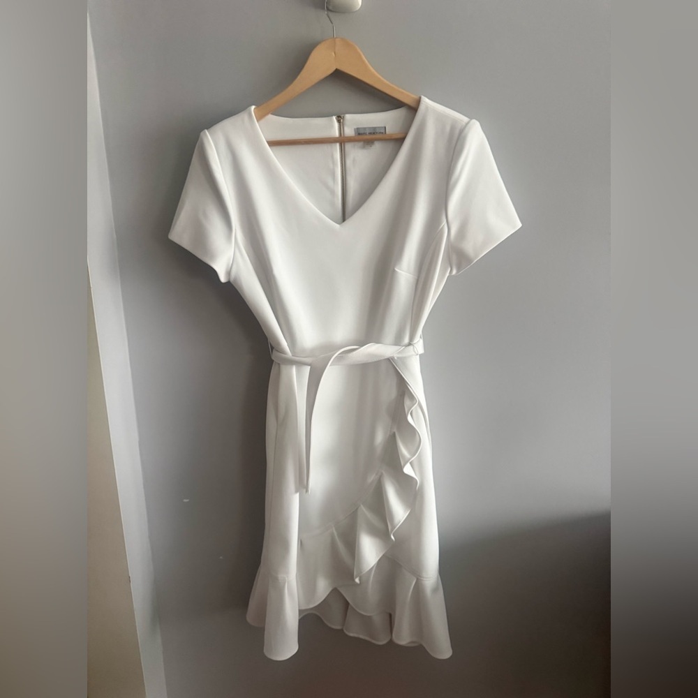 Marc New York White Ruffle Wrap Dress Size 14
